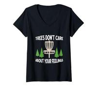Donna Trees Don't Care About Your Feelings Disco Golf Basket Divertente Maglietta con Collo a V