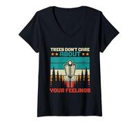 Donna Trees Don't Care About Your Feelings Disco Golf Basket Divertente Maglietta con Collo a V