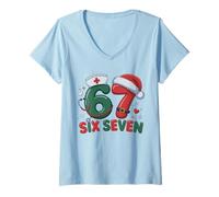 Donna Trendy 67 Natale Pediatrico Infermiera Slang Gen Alpha Z Uccidere Maglietta con Collo a V