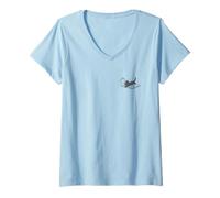 Donna Trendy Apparel Black Cat Book And Coffee Pocket & Back Maglietta con Collo a V