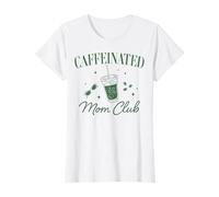 Donna Trendy Apparel Caffeinated Mom Club Sunglasses & Iced Coffee Maglietta