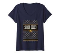 Donna Trendy Apparel Christmas Single Bells Funny Ugly Sweater Maglietta con Collo a V