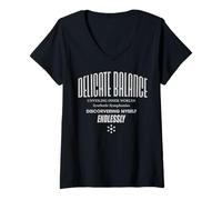 Donna Trendy Apparel Delicate Balance Unveiling Inner Worlds Maglietta con Collo a V