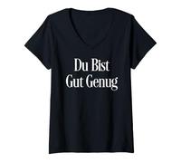 Donna Trendy Apparel Du Bist Gut Genug Large Text Gen Z Meme Maglietta con Collo a V
