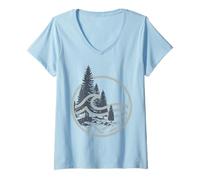 Donna Trendy Apparel Dusk Nature Moonless Forest Somber Waves Maglietta con Collo a V