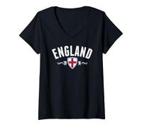Donna Trendy Apparel England 2016 St. George Cross Shield Crest Maglietta con Collo a V