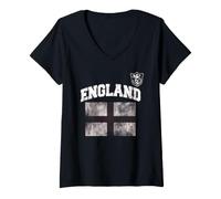 Donna Trendy Apparel England Distressed English Flag Chest Crest Maglietta con Collo a V