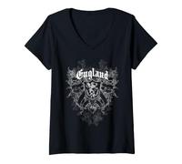 Donna Trendy Apparel England Griffin Shield Crest Regal Arrows Maglietta con Collo a V