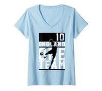 Donna Trendy Apparel England One Team Player 10 Silhouette Maglietta con Collo a V