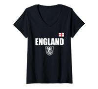 Donna Trendy Apparel England Shield Crest & Chest St. George Flag Maglietta con Collo a V