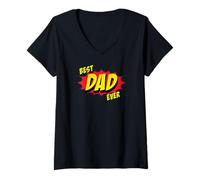 Donna Trendy Apparel Father's Day Best Dad Ever Como Book Style Maglietta con Collo a V