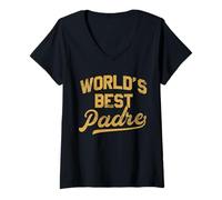 Donna Trendy Apparel Father's Day World's Best Padre Baseball Maglietta con Collo a V