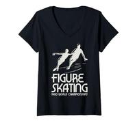 Donna Trendy Apparel Figure Skating 1980 Champion Silhouette Maglietta con Collo a V