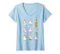 Donna Trendy Apparel Geese Grid Ready for The Summer Outfits Maglietta con Collo a V