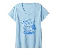Donna Trendy Apparel Golfer's Paradise Distressed Lineart Maglietta con Collo a V