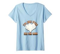 Donna Trendy Apparel Halloween I'm Just Here for The Boos Ghost Maglietta con Collo a V
