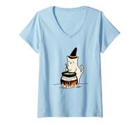 Donna Trendy Apparel Halloween Leave Me Alone Potion Witch Cat Maglietta con Collo a V