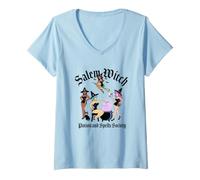 Donna Trendy Apparel Halloween Salem Witch Spell Cauldron Maglietta con Collo a V