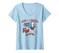 Donna Trendy Apparel Here for The Snacks Play Ball Baseball Goose Maglietta con Collo a V