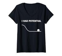 Donna Trendy Apparel I Had Potential Physics & Space Energy Pun Maglietta con Collo a V