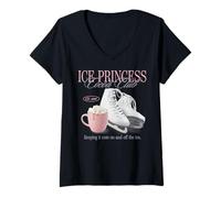 Donna Trendy Apparel Ice Princess Cocoa Club Keeping It Cute Maglietta con Collo a V