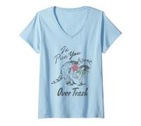 Donna Trendy Apparel I'd Pick You Over Trash Romantic Raccoon Rose Maglietta con Collo a V