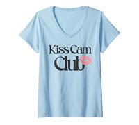 Donna Trendy Apparel Kiss Cam Club Lipstick Vintage Dark Logo Maglietta con Collo a V