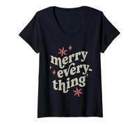 Donna Trendy Apparel Merry Evreything JingleBells Mistletoe Carols Maglietta con Collo a V