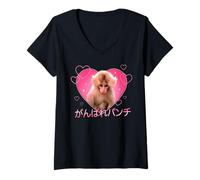 Donna Trendy Apparel Punch The Monkey Hang in There Punch Kanji Maglietta con Collo a V