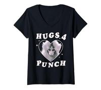 Donna Trendy Apparel Punch The Monkey Hugs 4 Punch Heart Frame Maglietta con Collo a V