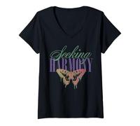 Donna Trendy Apparel Seeking Harmony Butterfly Balanced Nature Maglietta con Collo a V