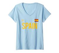 Donna Trendy Apparel Spain Flag Maglietta con Collo a V