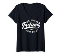 Donna Trendy Apparel St. Patrick's Day Dublin Down Ireland 1937 Maglietta con Collo a V