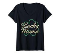 Donna Trendy Apparel St. Patrick's Day Lucky Mama Shamrock Logo Maglietta con Collo a V