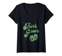 Donna Trendy Apparel St. Patrick's Day Think Green Distressed Logo Maglietta con Collo a V