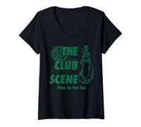 Donna Trendy Apparel The Club Scene Time To Par Tee Disco Ball Maglietta con Collo a V