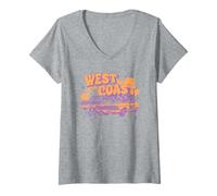 Donna Trendy Apparel West Coast Vintage Neon Racing Cars Maglietta con Collo a V