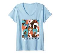 Donna Trendy Apparel Women's History Month Together We Can Maglietta con Collo a V