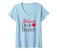 Donna Trendy Italians Do It Better Heart Maglietta con Collo a V
