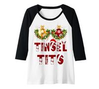 Donna Trendy Tinsel Tits Jingle Balls Lui E Lei Castagne di Natale Maglia con Maniche Raglan