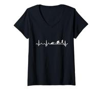 Donna Triathlon - Maglietta da triathlon con battito cardiaco, regalo Maglietta con Collo a V