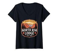 Donna Tributo al Grand Canyon North Rim Lodge 1937-2025 Maglietta con Collo a V