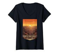 Donna Tributo al Grand Canyon North Rim Lodge 1937-2025 Maglietta con Collo a V