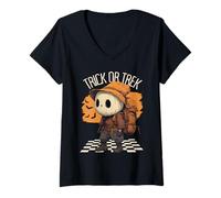 Donna Trick or Trek Zucca Escursionista Halloween Art Per Lui Maglietta con Collo a V