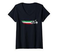 Donna Tricolore - T-Shirt Bandiera Italiana Scooter Italia Maglietta con Collo a V
