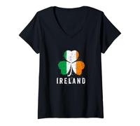 Donna Trifoglio per Orgoglio Irlandese una Bella Bandiera Irlanda Maglietta con Collo a V