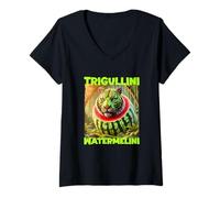 Donna Trigullini watermelini italian brain rot meme divertente Maglietta con Collo a V
