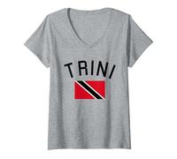 Donna Trini Strong Trinidad & Tobago Flag Carnival Independence Maglietta con Collo a V