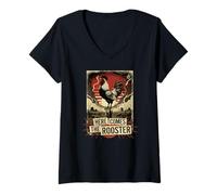 Donna Trinity Love Clothing Co.1990s Parodia Rock Guerra Gallo Maglietta con Collo a V