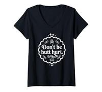 Donna Trinity Love Clothing Co.Don't be Butt Hurt in Bianco Design Maglietta con Collo a V